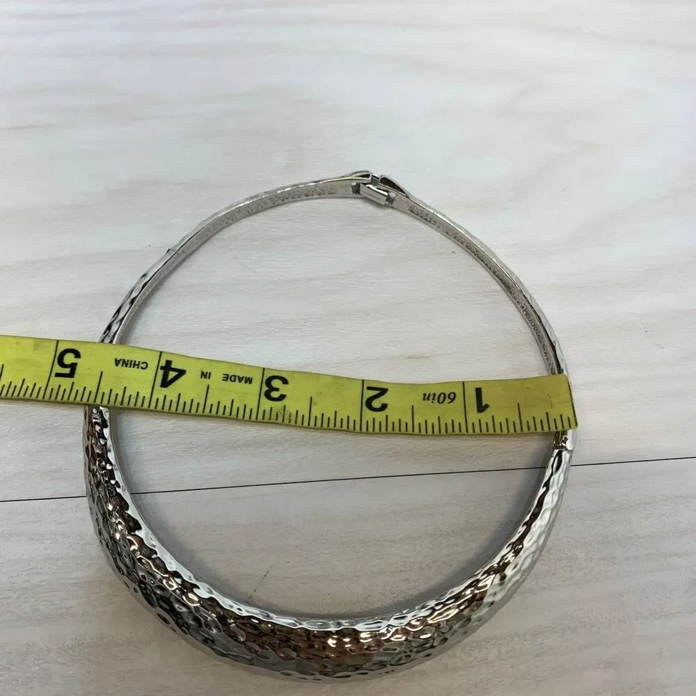 Napier Retro Hammered Silver Tone Choker Necklace Statement Bib